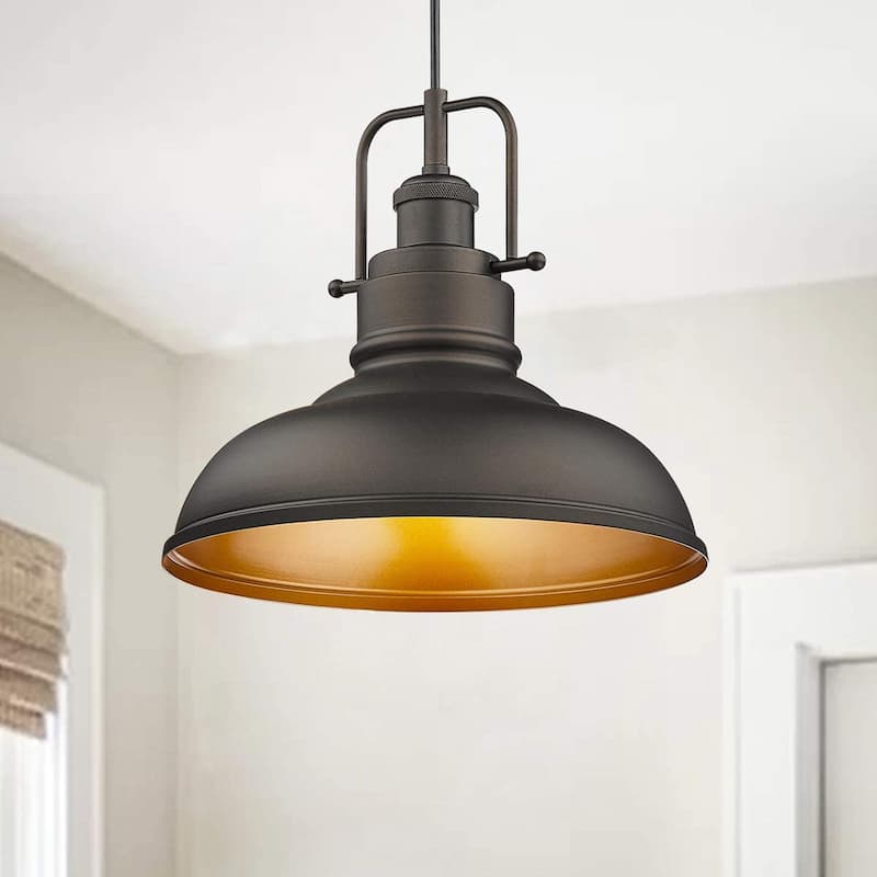 1-Light Industrial Farmhouse Single Dome Pendant Light Hanging Lamps - ‎11 x 11 x 8.5 inches