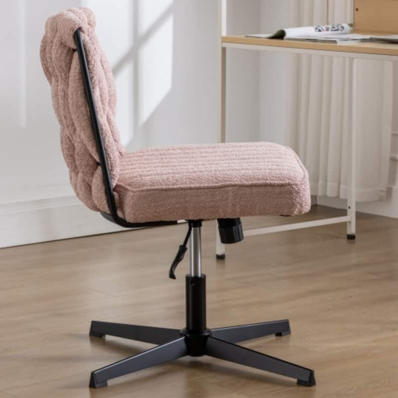 Modern Woven Design Armless Office Desk Chair No Wheels Pink - Bed Bath ...