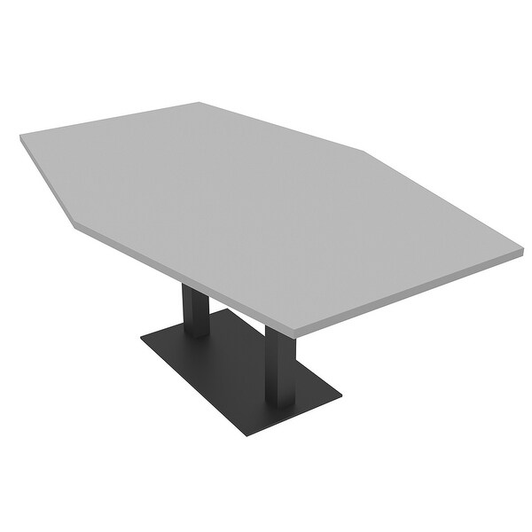 7 Foot Hexagon Conference Table With Square Metal Base Power