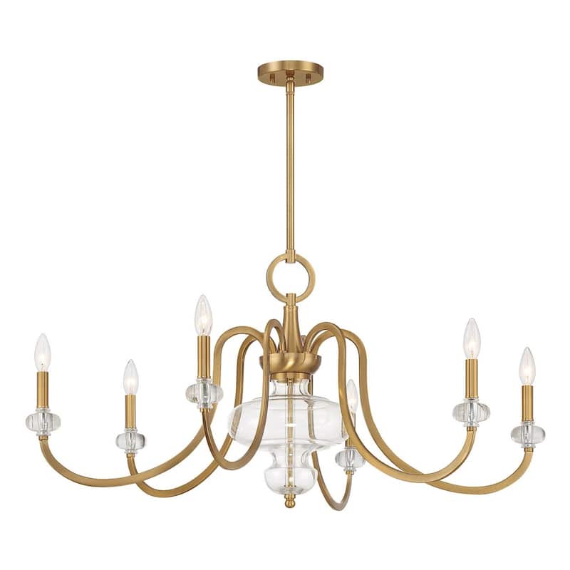 Warm Brass Six Light Chandelier from the Bergdorf Collection