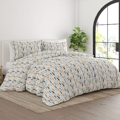 Soft Essentials Oversized Feathers Pattern 3 Piece Duvet Cover Set