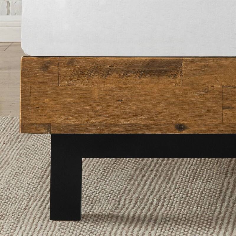Modern Wood Platform Bed Frame with Adjustable Headboard Support