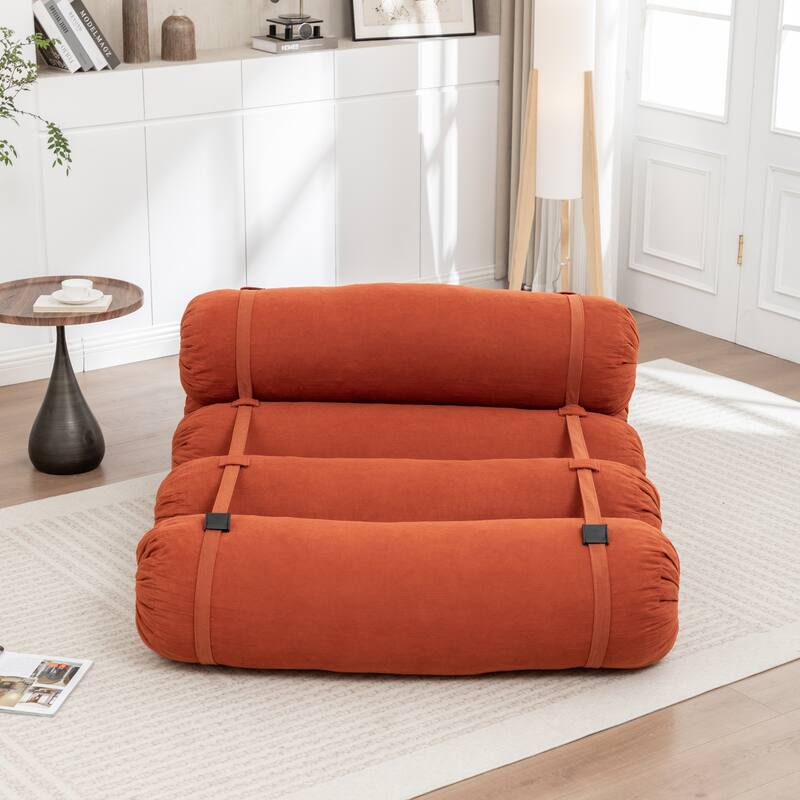 Versatile Lazy Sofa Corduroy Chaise Lounge Floor Couch Composed of 5 Cylindrical Pillows with Adjustable Straps