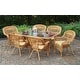 preview thumbnail 32 of 45, Portside Southwest Amber Outdoor Wicker Dining Set (7-Piece) Sand