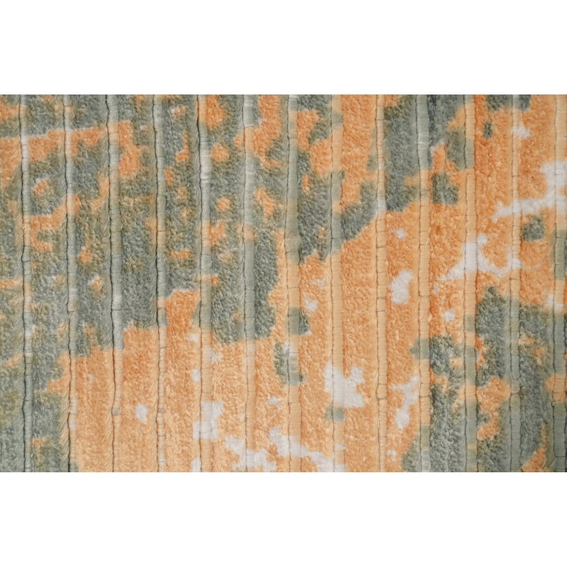 Hand Knotted Oriental Viscose Silk Carpet Modern All-Over Oranges & Rust Abstract Area Rug - 5' 10'' X 3' 10''