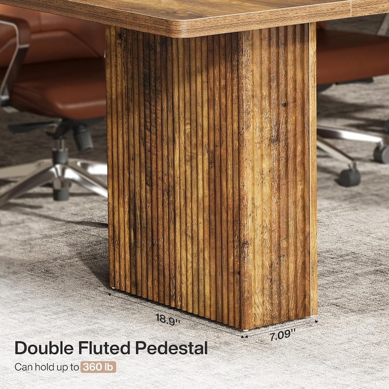 70.89 Inches Brown Engineered Wood Conference Table, 6FT Rectangular Meeting Room Table