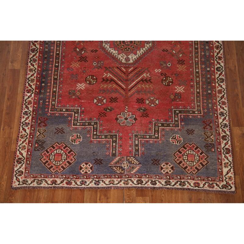 Vegetable Dye Qashqai Persian Antique Rug Tribal Wool Carpet - 4'9"x 7'5"