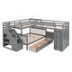 preview thumbnail 3 of 58, 3 IN 1Twin-Twin over Full L-Shaped Bunk Bed With 3 Drawers, Portable Desk and Wardrobe