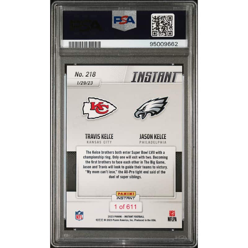 Jason Kelce 2022 Panini Instant Signed Football Card #218 Auto PSA 9 95009662 - 8'6" x 11'6"