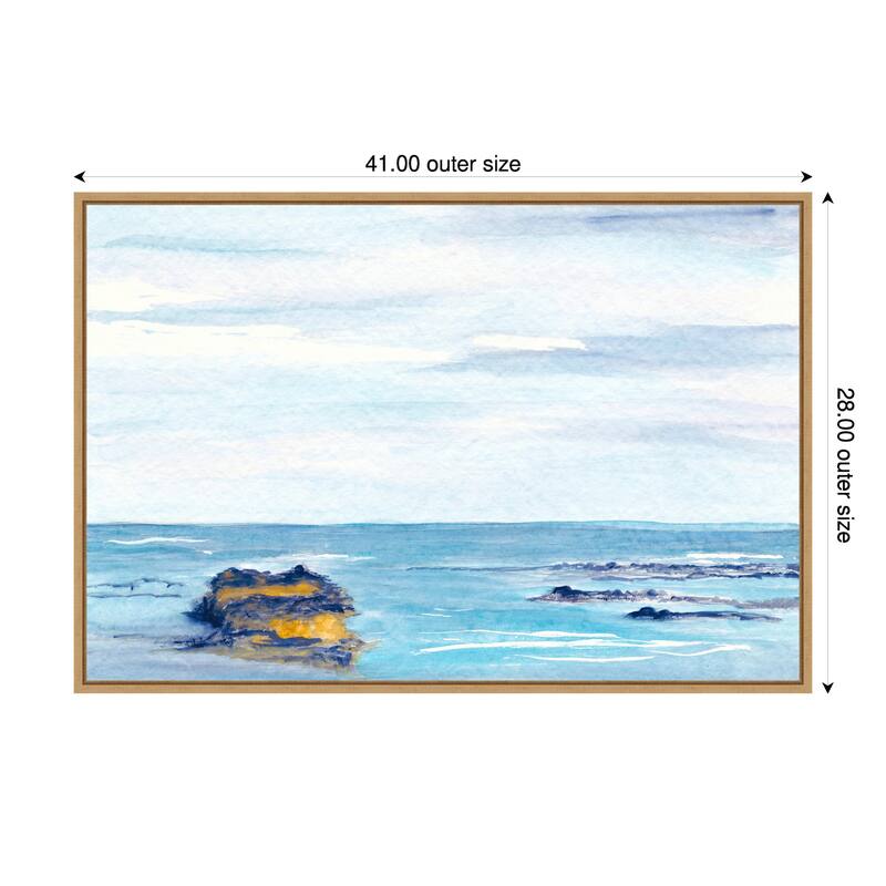 Tranquil Seascape with Rocks by Danushka Abeygoda Framed Canvas Wall Art Print - 41 x 28 in