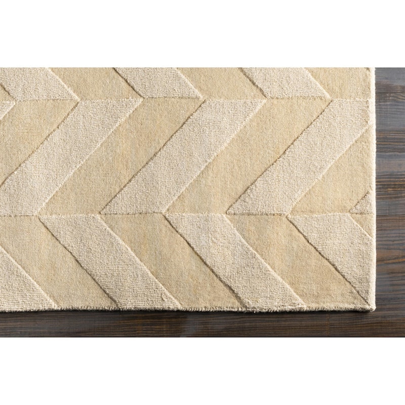 Hand-Woven Ann Tone-on-Tone Zig-Zag Wool Area Rug
