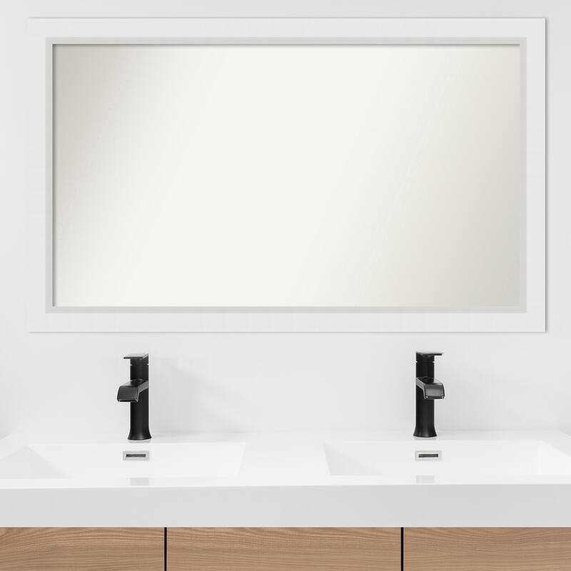 Blanco White Framed Non-Beveled Custom Wall Mirror, Bathroom Vanity Mirror