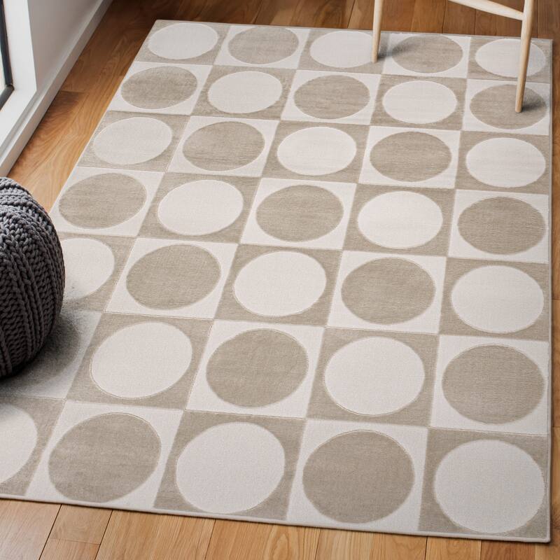 JONATHAN Y Adrian Modern Geometric Circles In Squares High-Low Area Rug