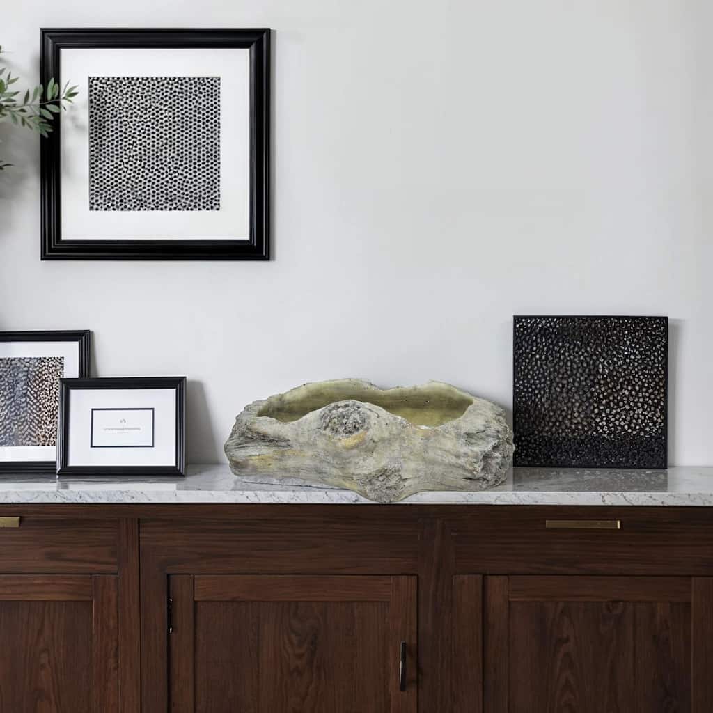 Country Terracotta Planter Pot with Driftwood Texture Indoor-Outdoor