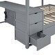 preview thumbnail 39 of 57, Full-Over-Full Bunk Bed with Twin size Trundle, Storage and Desk,with USB and 3 Plugs