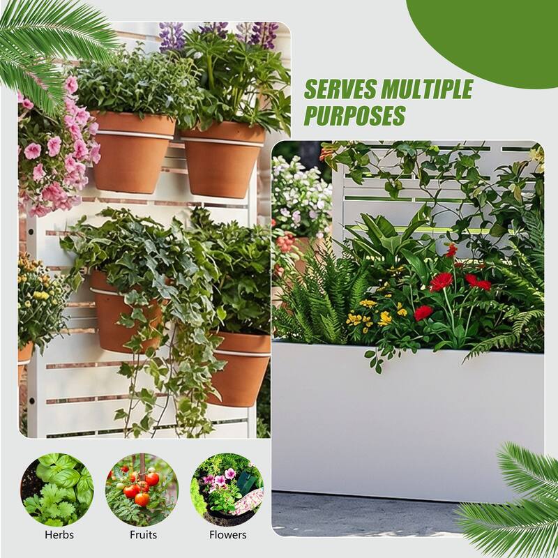 Metal Planter Box with Trellis Privacy Screen Planter Box Set of 2