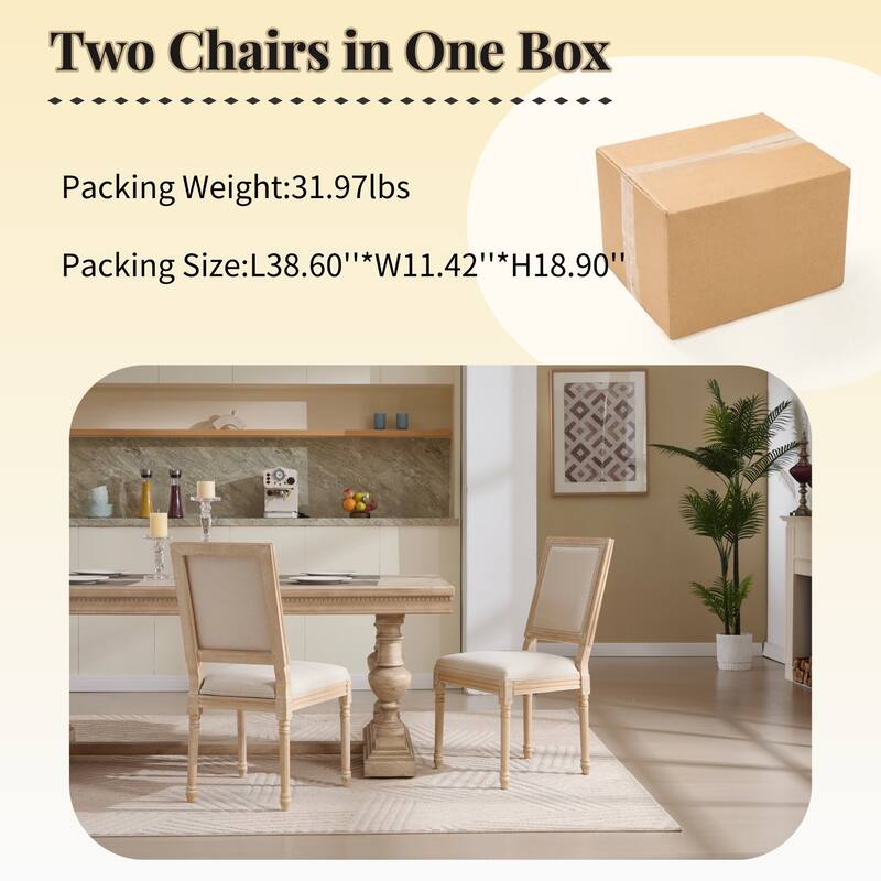 French Country Wire Drawing & Carving Techniques Dining Chairs with Backrest (Set of 2)