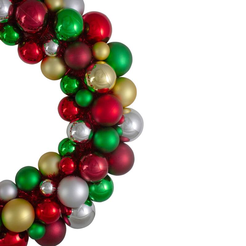 Shatterproof Ball 2-Finish Traditional Colors Christmas Wreath 36-Inch Unlit - 36"