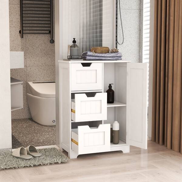 White Freestanding Storage Door with Three Drawers) Bed