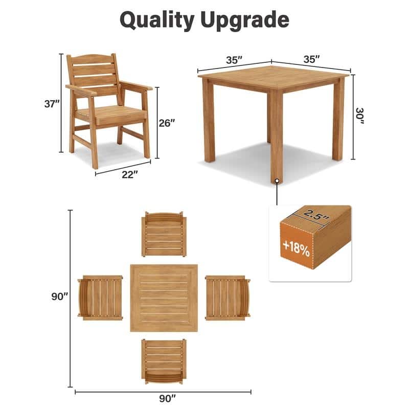 WINSOON HIPS All Weather Outdoor Patio Dining Table with Aluminum Frame 35*35*30