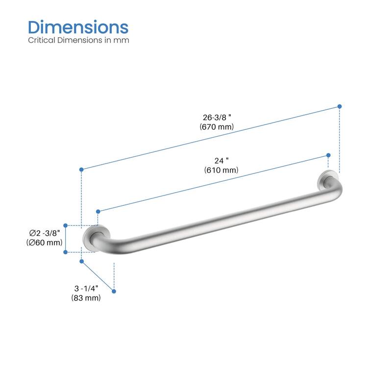 24-Inch Stainless Steel Bathroom Safety Grab Bar