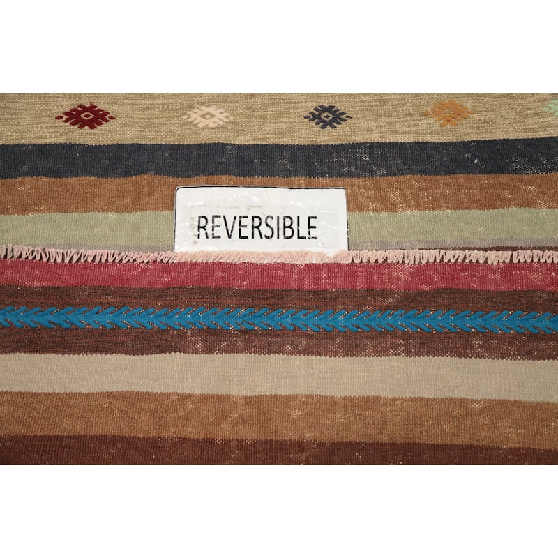 Hand Woven Oriental 100% Wool Carpet Southwestern Tribal Multi-Colored Kilim Area Rug - 8' 0'' X 5' 5''