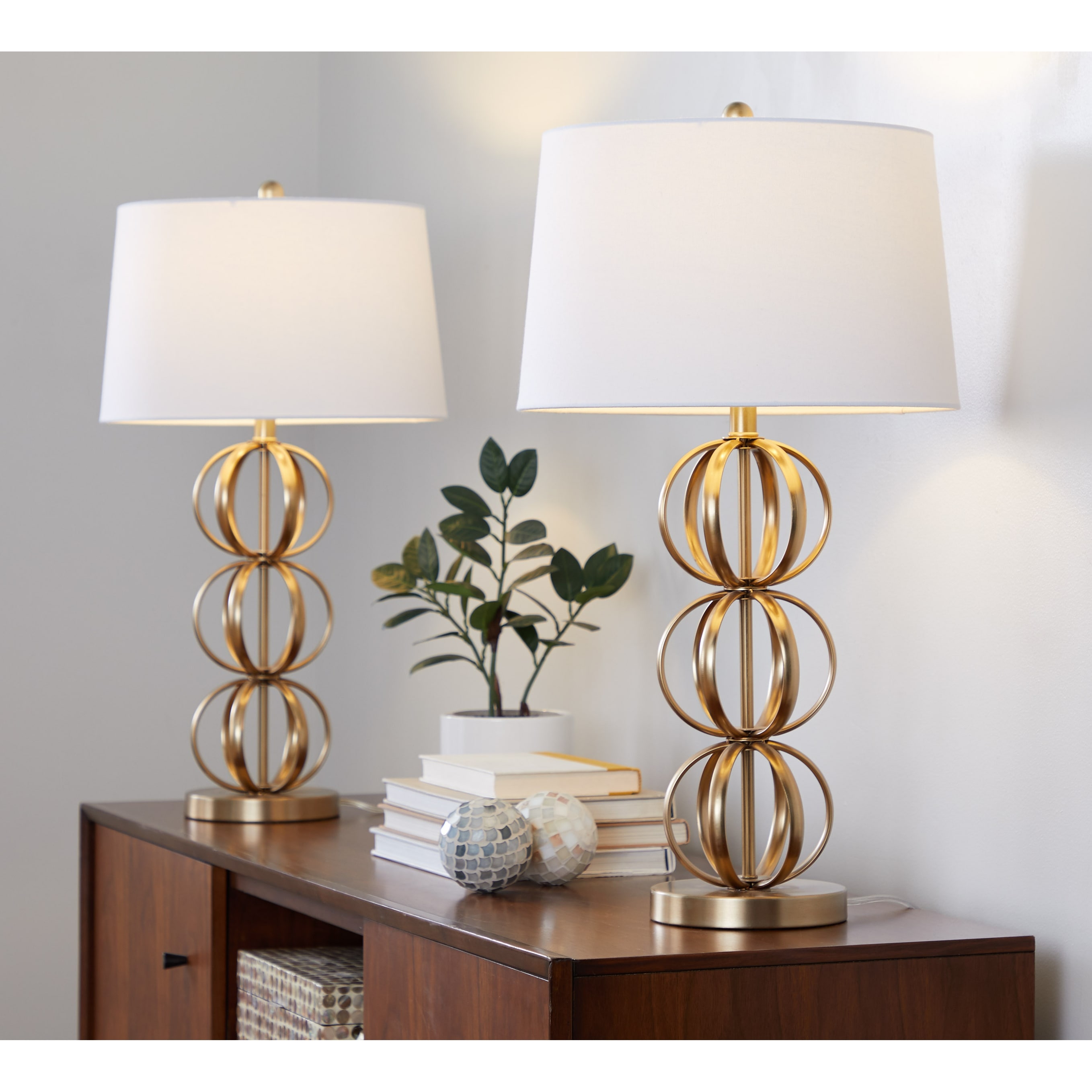 Linx 29" Metal Table Lamp with Linen Drum Shade (Set of 2)