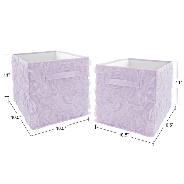 Purple Floral Rose Foldable Fabric Storage Bins - Solid Lavender Flower Luxurious Elegant Princess Vintage Boho Shabby Chic Glam