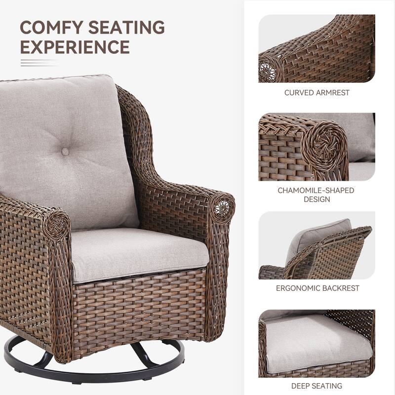 Gymojoy Outdoor Wicker Swivel Glider Chairs with Cushions