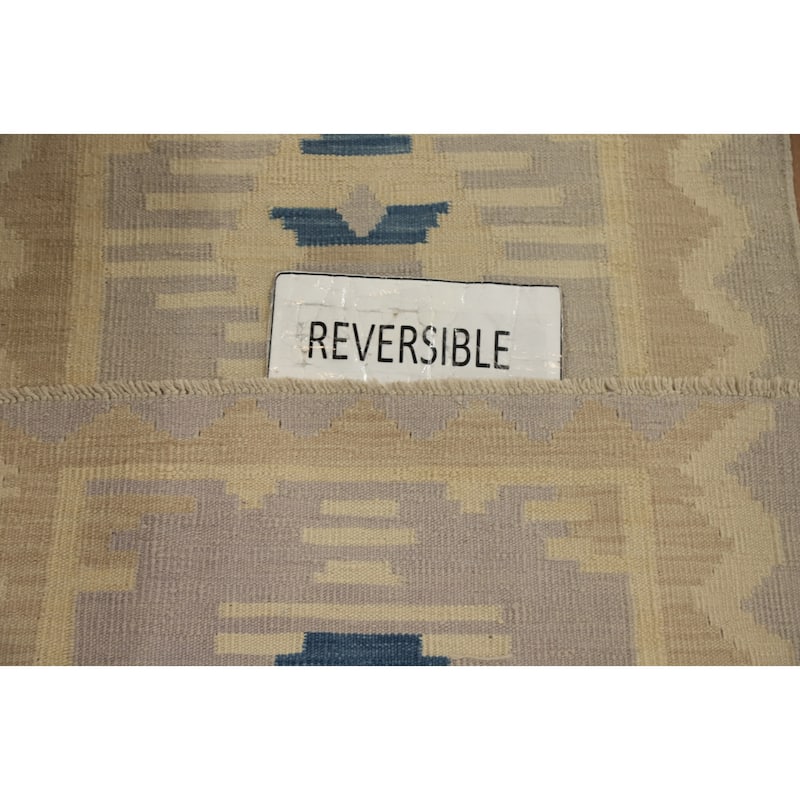 Hand Woven Oriental 100% Wool Carpet Southwestern Tribal Greys & Charcoal Kilim Runner Rug - 11' 10'' X 2' 7''