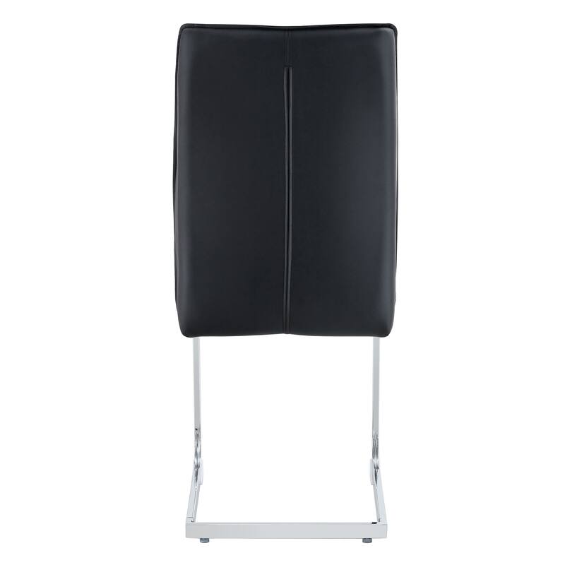 Arched Back Chair Set of 6, Faux Leather Upholstered Dining Chair with Metal Silver Leg, Home Kitchen Chair