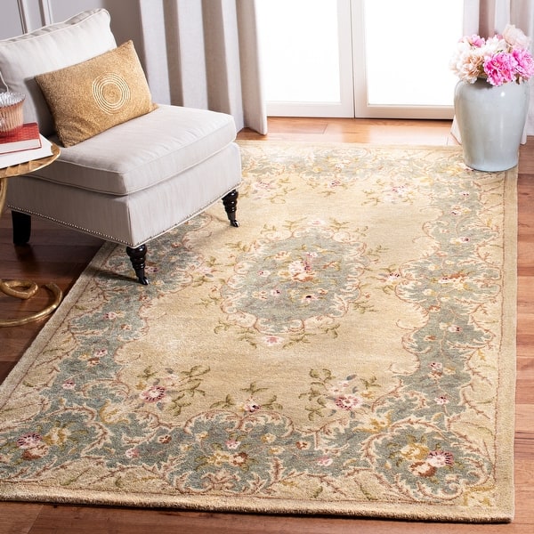 slide 2 of 78, SAFAVIEH Handmade Bergama Achsah Oriental Hand-spun Wool Rug 3' x 5' - Ivory/Light Blue