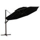 preview thumbnail 24 of 35, Luxury Patio Cantilever Umbrella with Round Double Top Black
