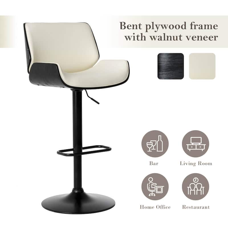 Glitzhome 46"H Mid-Century Modern Adjustable Swivel Bar Stool Set of 2