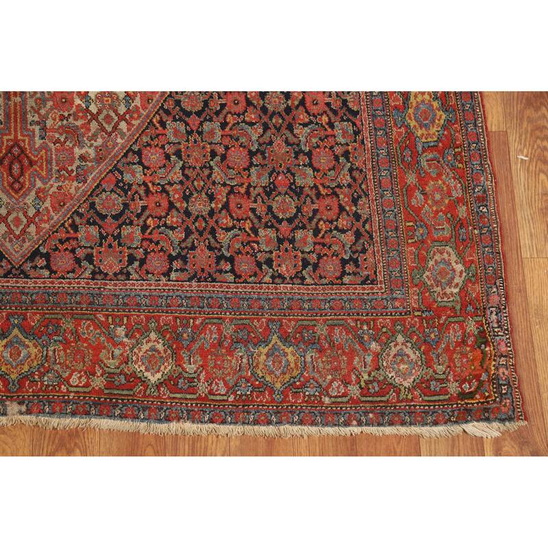 Pre-1900 Antique Vegetable Dye Senneh Persian Rug Handmade Wool Carpet - 4'8" x 6'8"