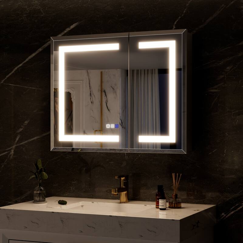 30-48'' W x 24'' H Surface or Recessed LED Bathroom Medicine Cabinet With Mirror,Defog & Quiet Hinges - 30x24