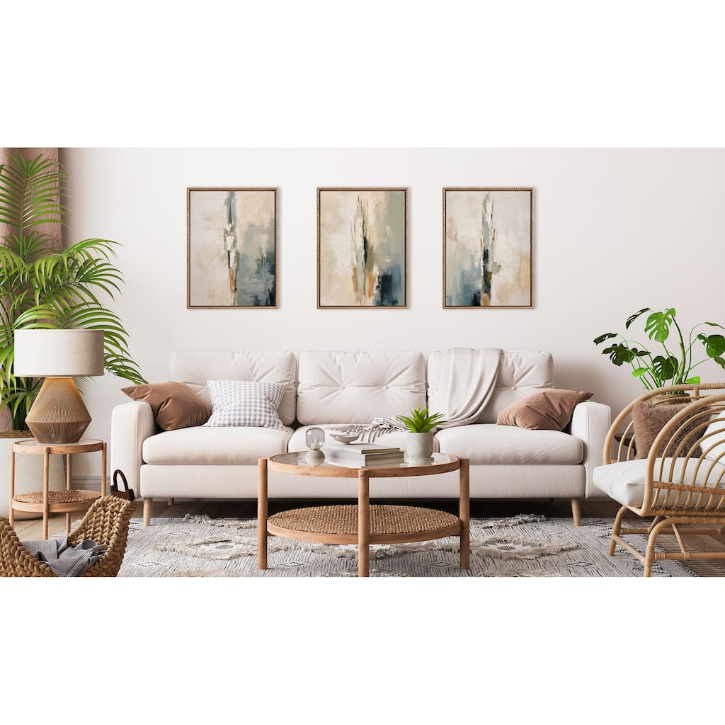 Kate and Laurel Sylvie Abstract Tall Cactus Muted Colors Framed Canvas Art Set by The Creative Bunch Studio