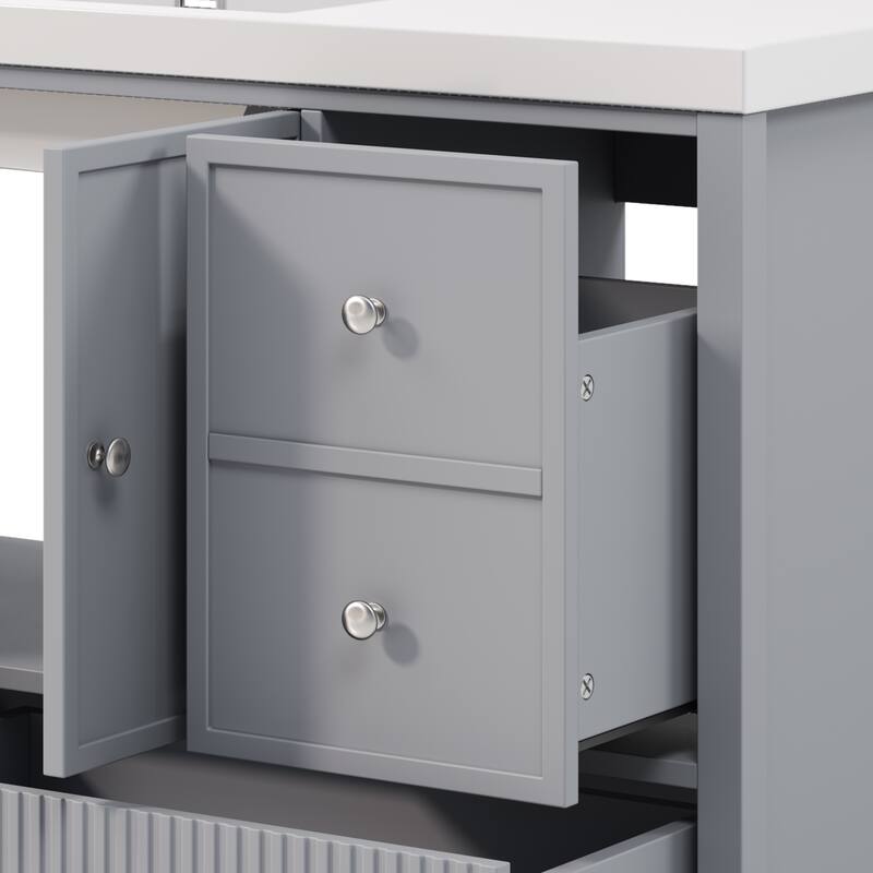 Christopher Knight Home - Modern 60-Inch Bathroom Vanity with Separate Sink and Soft-Close Storage