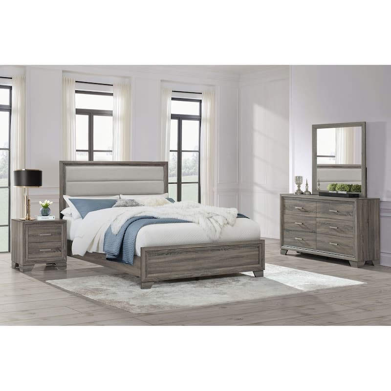 Wright Bedroom Set Brown Oak - Queen - 4 Piece