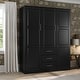 preview thumbnail 19 of 38, Palace Imports 100% Solid Wood Cosmo 3-Door Wardrobe Armoire with Solid Wood or Mirrored Doors Black-Raised Panel