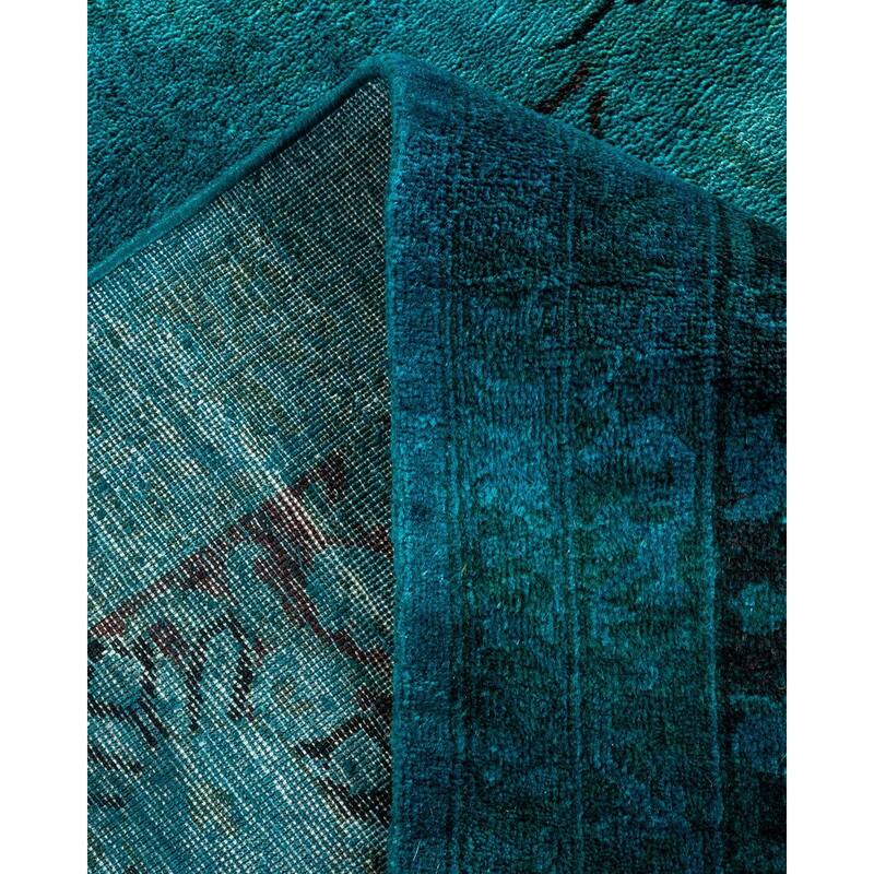 Overton Hand Knotted Wool Vintage Inspired Modern Contemporary Overdyed Blue Area Rug - 8' 1" x 9' 10"
