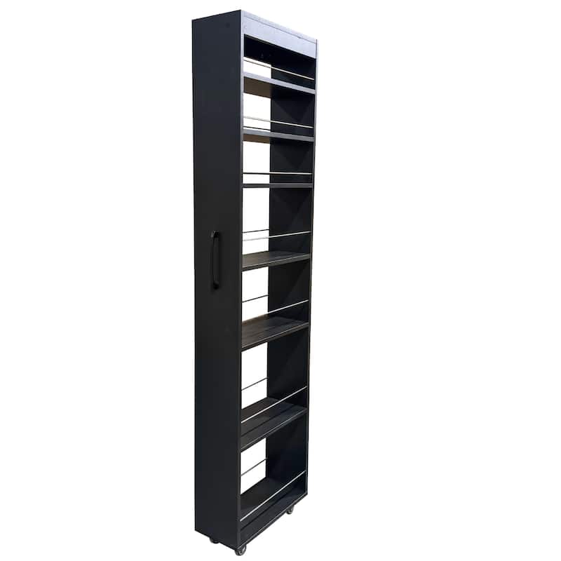 7-Tier Rolling Storage Shelf, Modern Pull-Out Organizer with Single-Sided Access for Kitchen, Living Room, Pantry