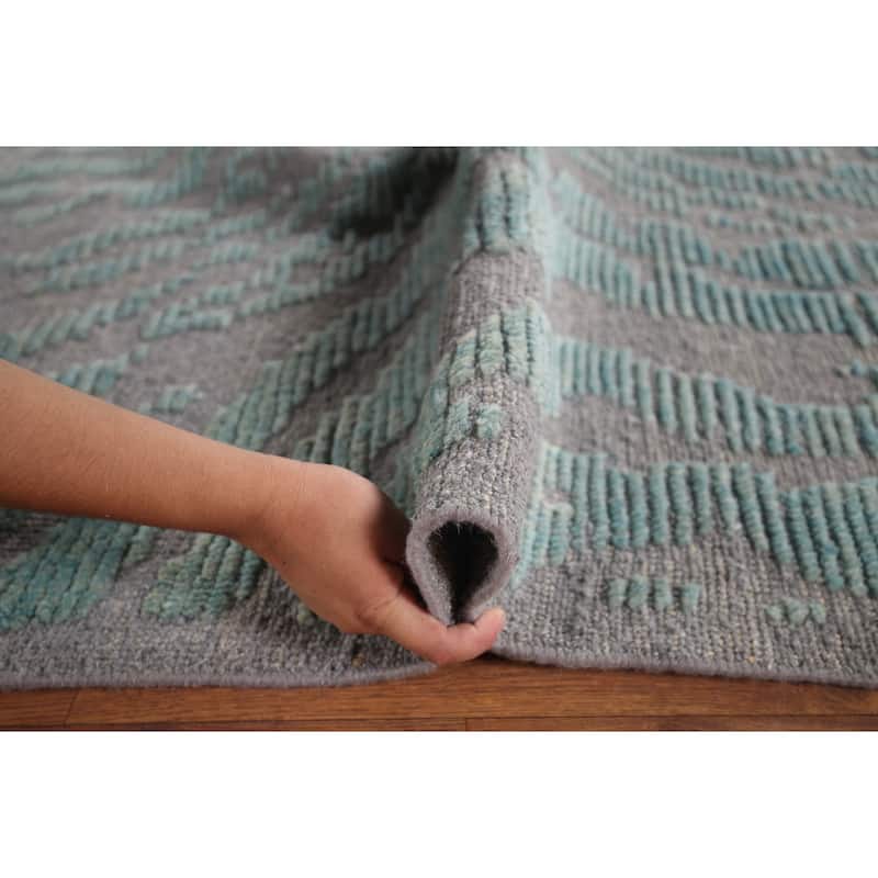 All-Over Abstract Moroccan Area Rug Hand-Knotted Wool Carpet - 9'9"x 12'4"