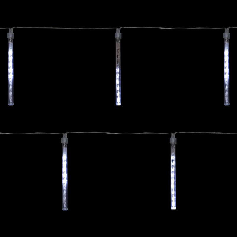 Set of 10 White Transparent Dripping Icicle Snowfall Christmas Light Tubes - 14.25 ft Clear Wire - 14.25'
