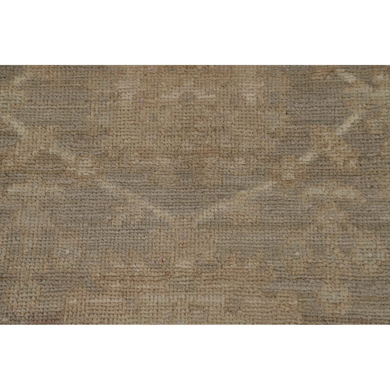 Grey Vegetable Dye Oushak Turkish Runner Rug Handmade Wool Carpet - 2'10" x 9'8"