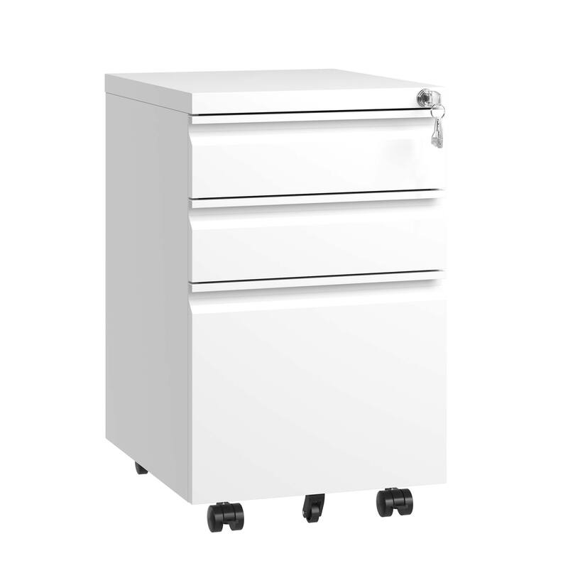 3 Drawer Mobile File Cabinet with Lock,Metal Filing Cabinets for Home Office Organizer Letters/Legal/A4