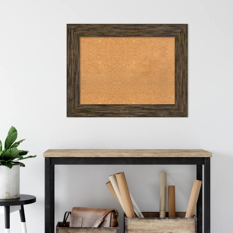 Fencepost Narrow Wood Framed Natural Corkboard Bulletin Board