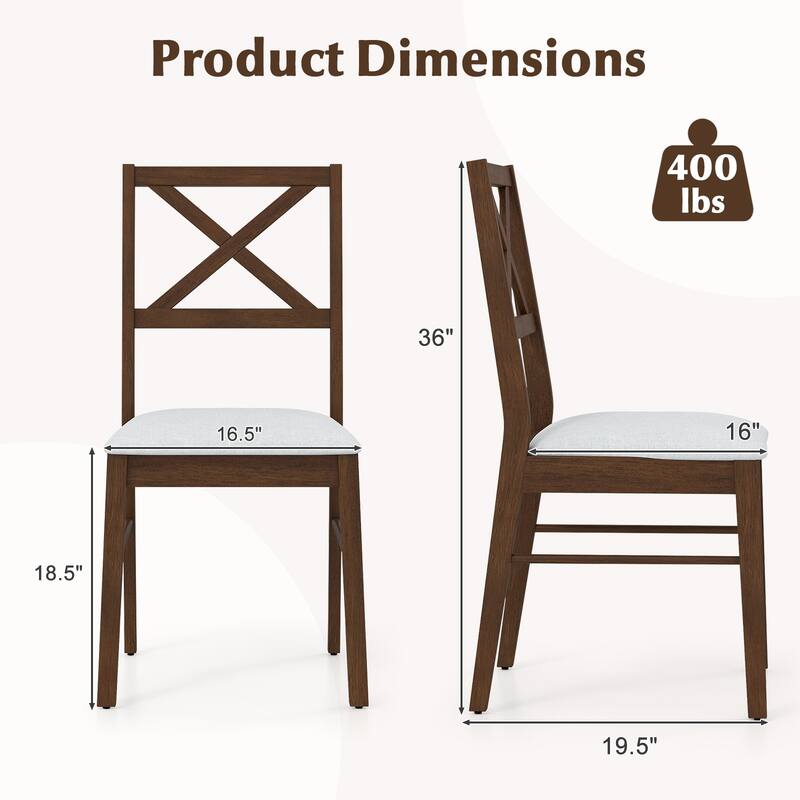 Gymax Dining Chairs Set of 2 Upholstered Kitchen Side Chairs w/ Rubber