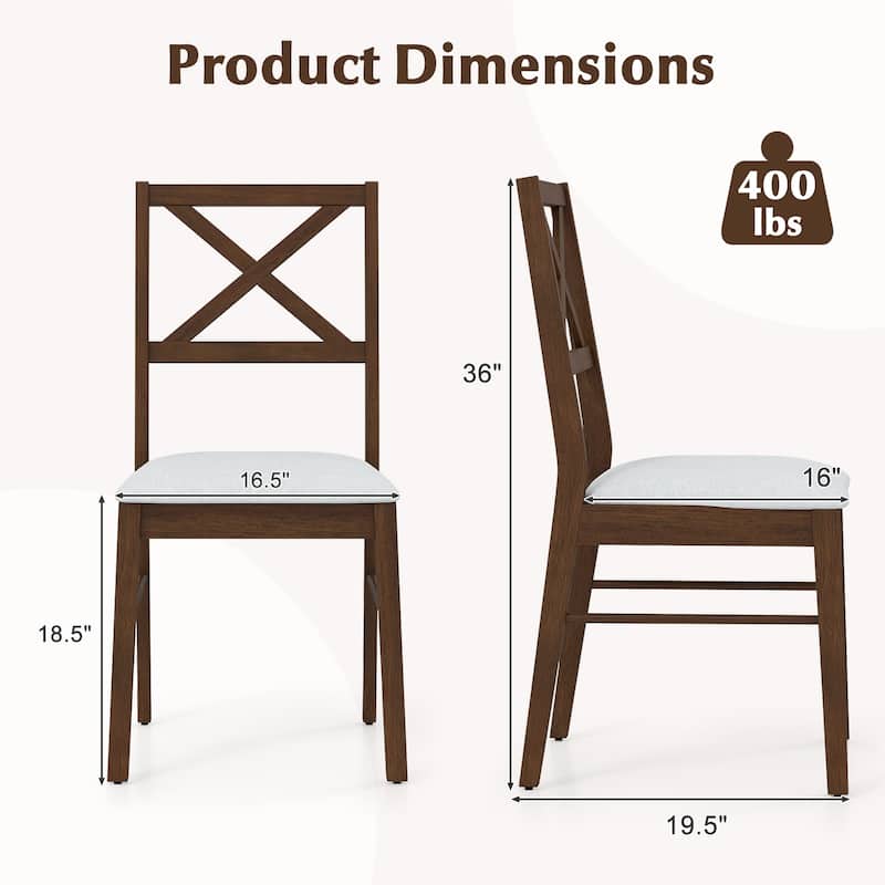 Gymax Dining Chairs Set of 4 Upholstered Kitchen Side Chairs w/ Rubber