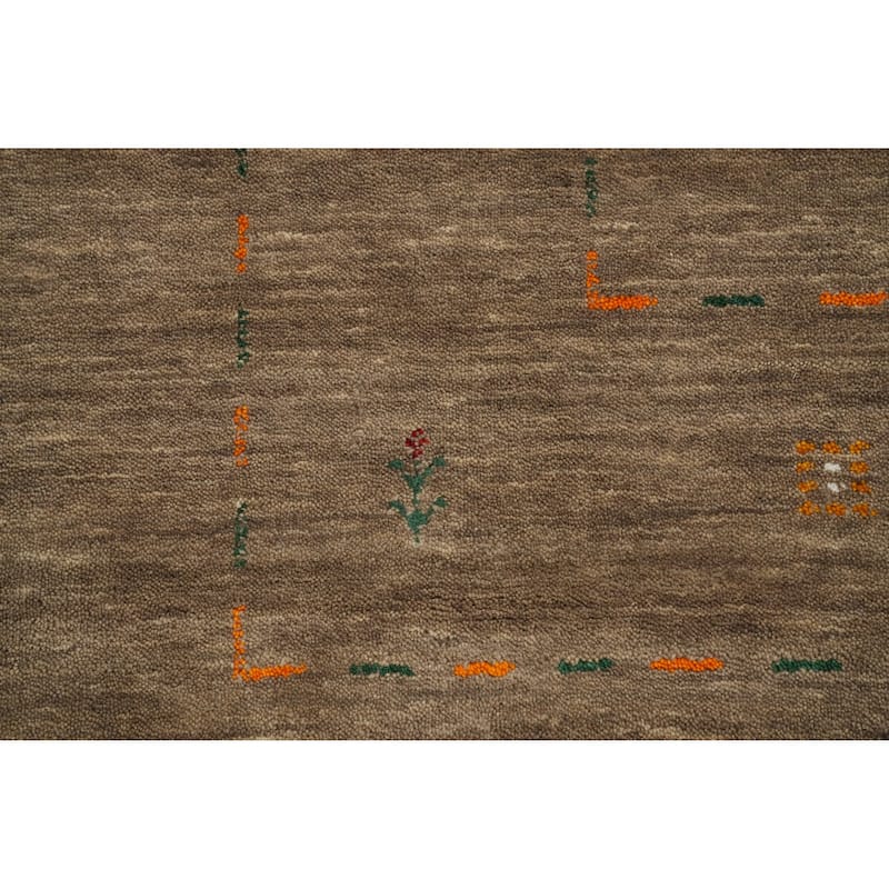 Hand Knotted Oriental 100% Wool Carpet Tribal Animal Pictorial Brown Gabbeh Area Rug - 8' 0'' X 8' 0''